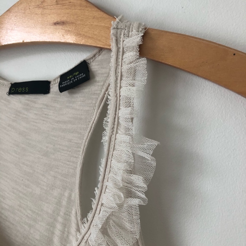 Oatmeal Racerback Tank with Ruffles - Picture 5 of 11